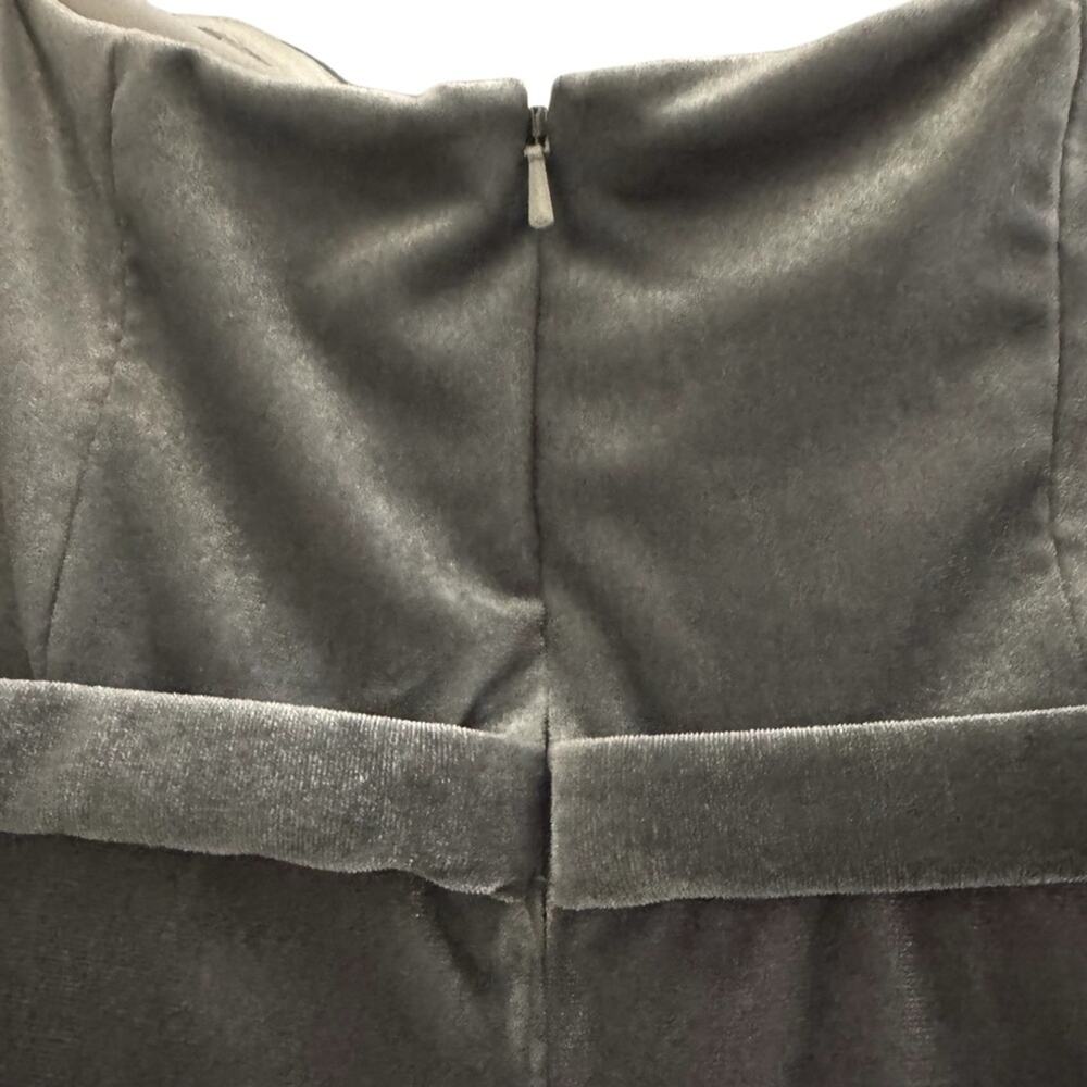 Bari Jay Velvet Silver Gray Strapless Bridesmaid Maxi Dress - Picture 6 of 6